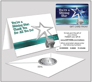 Select-Your-Gift Spot Award Card presented to an employee