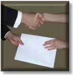 Two people shaking hands.