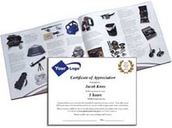 Employee service anniversary award packet with gift catalog