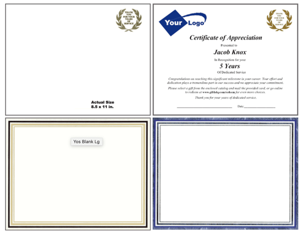 Service Award Certificates