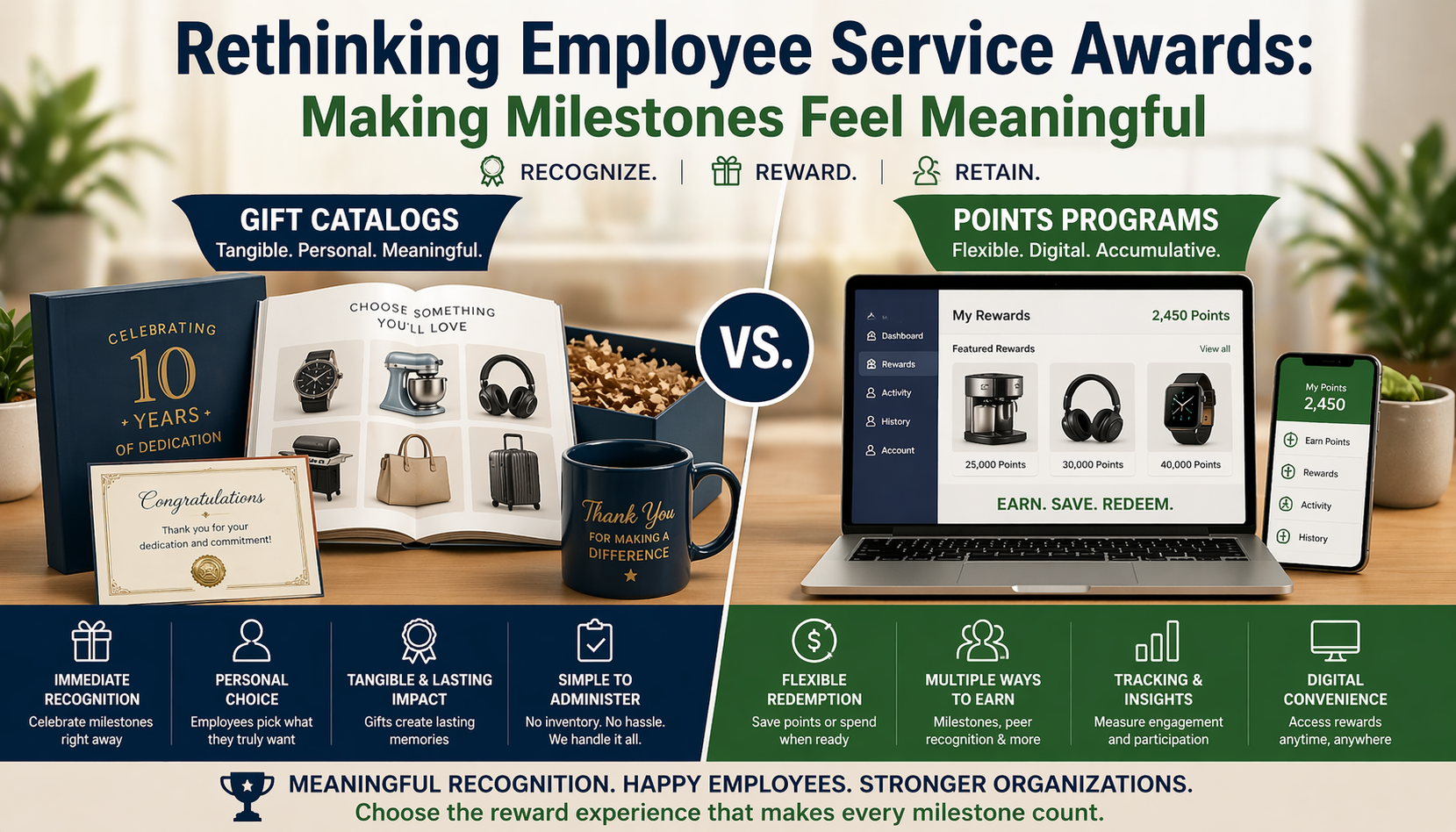 Service Award Programs: Gift Catalogs vs. Points
